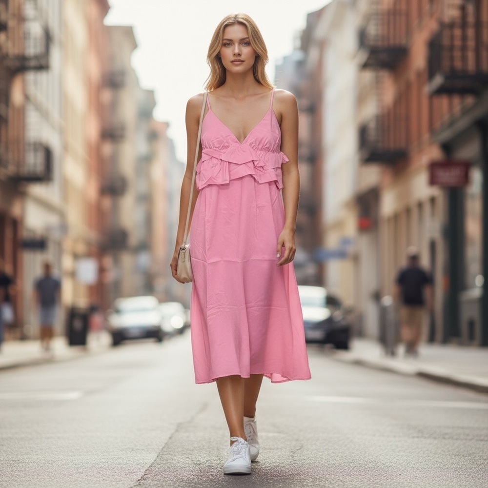 AMT Pink Raffle Spaghetti Strap Dress
New